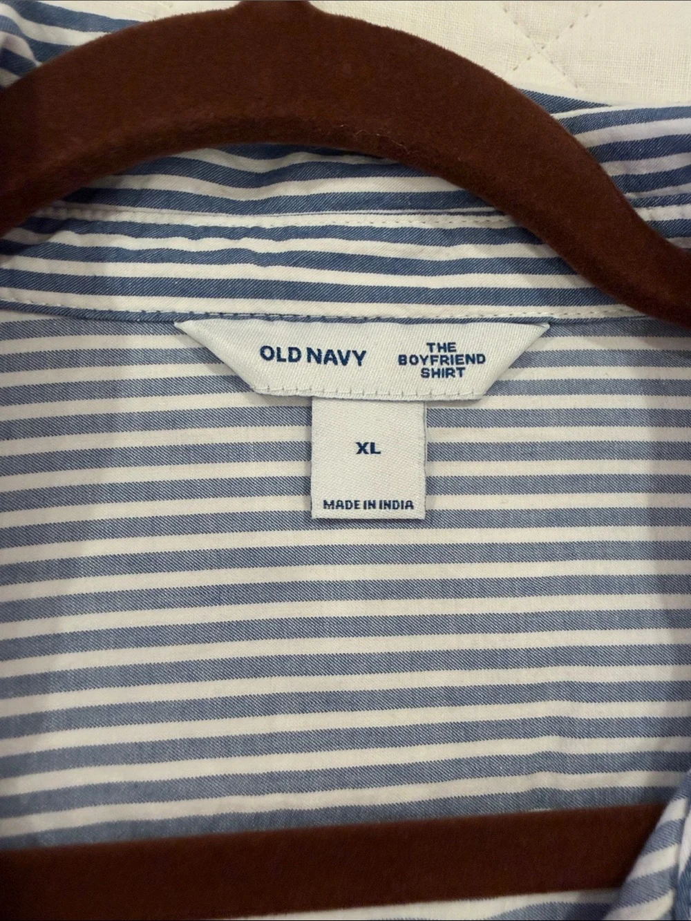 Old Navy Blue and White Striped Button-Down Shirt - Picture 2 of 3
